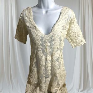 Vince Camuto Cream Lace Midi Dress